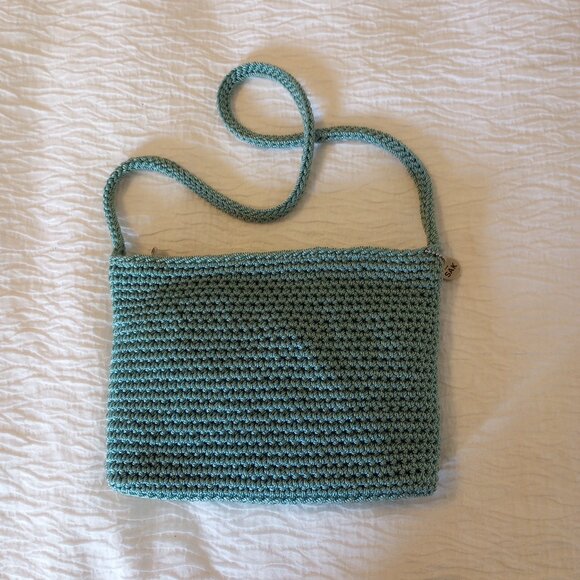 The Sak Small Crochet Knit Shoulder Bag Seafoam Blue - Picture 2 of 6